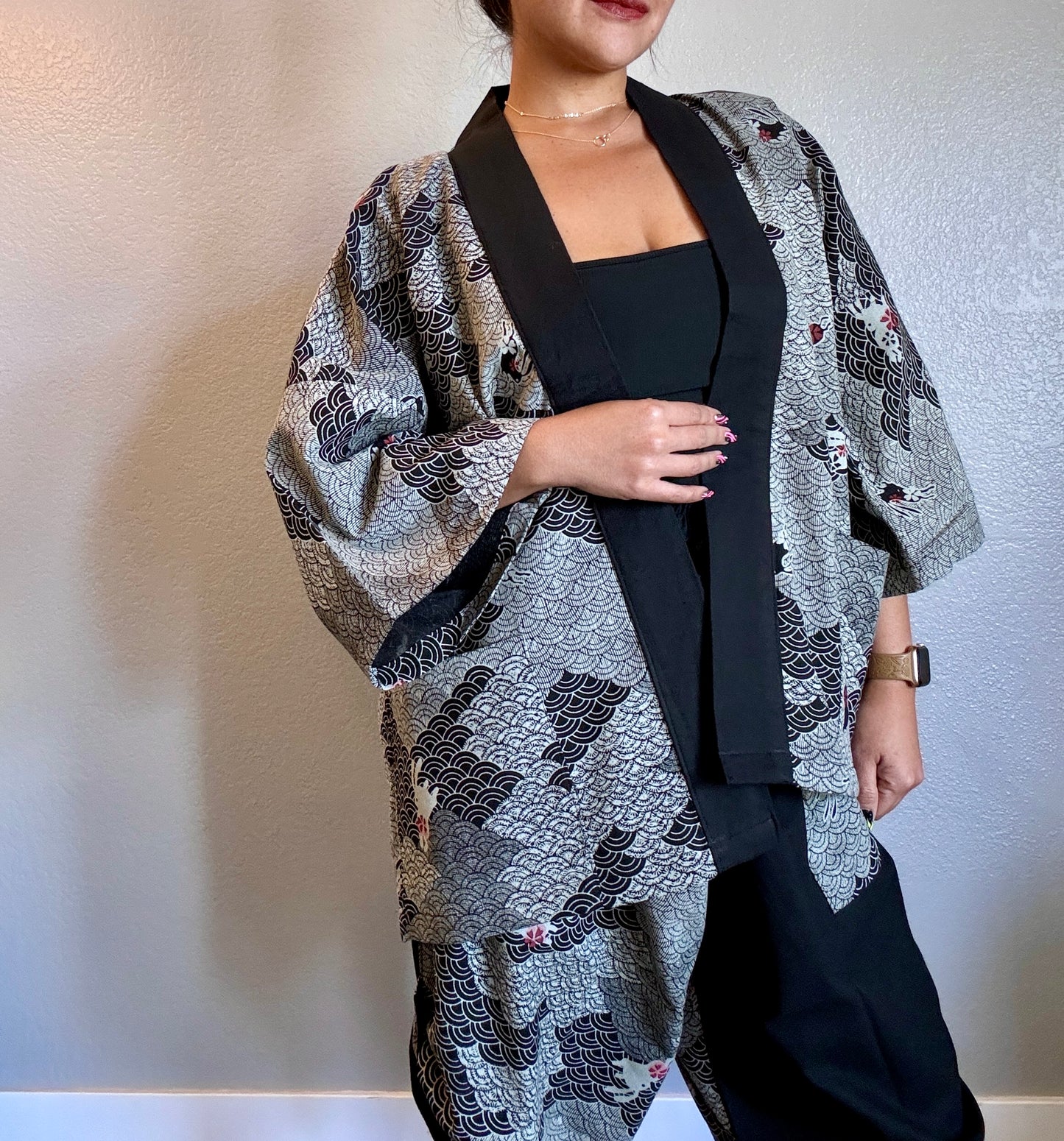 Unisex Cotton Kimono - Black Bunny