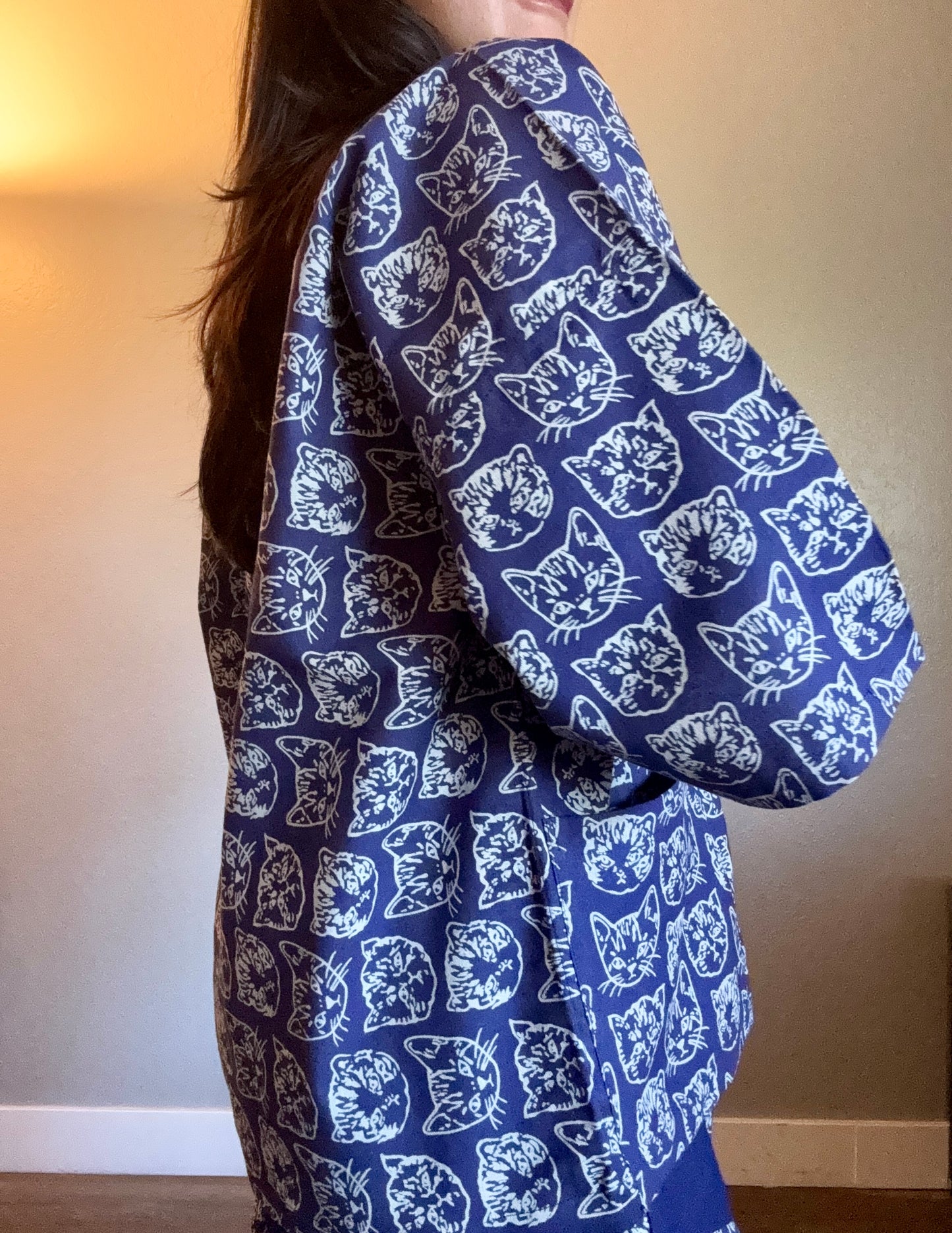 Unisex Cotton Kimono - Blue Sassy Catty