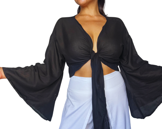 Solid Black Wrap Around Top