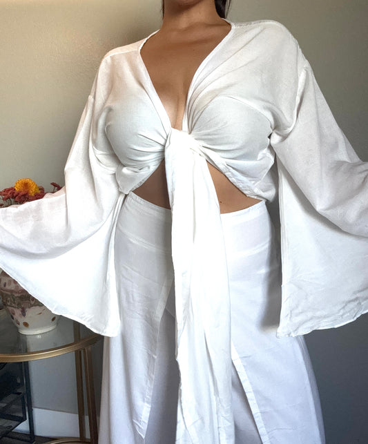 Solid White Wrap Around Top