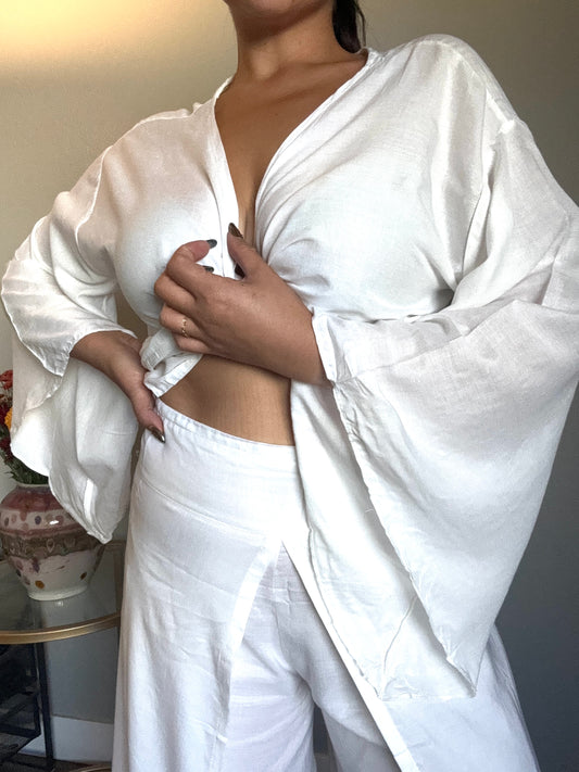 Solid White Wrap Around Top