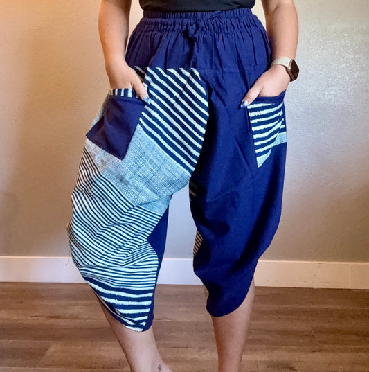 Unisex Cotton Shorts - Blue Stripes