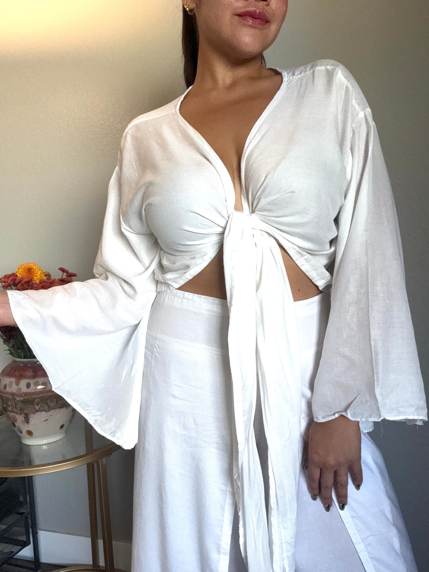 Solid White Wrap Around Top
