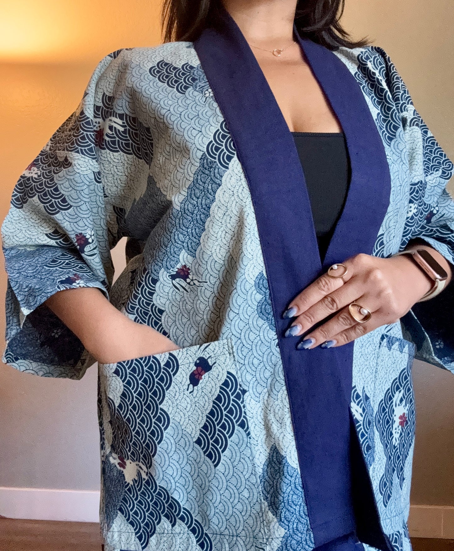 Unisex Cotton Kimono - Blue Bunny