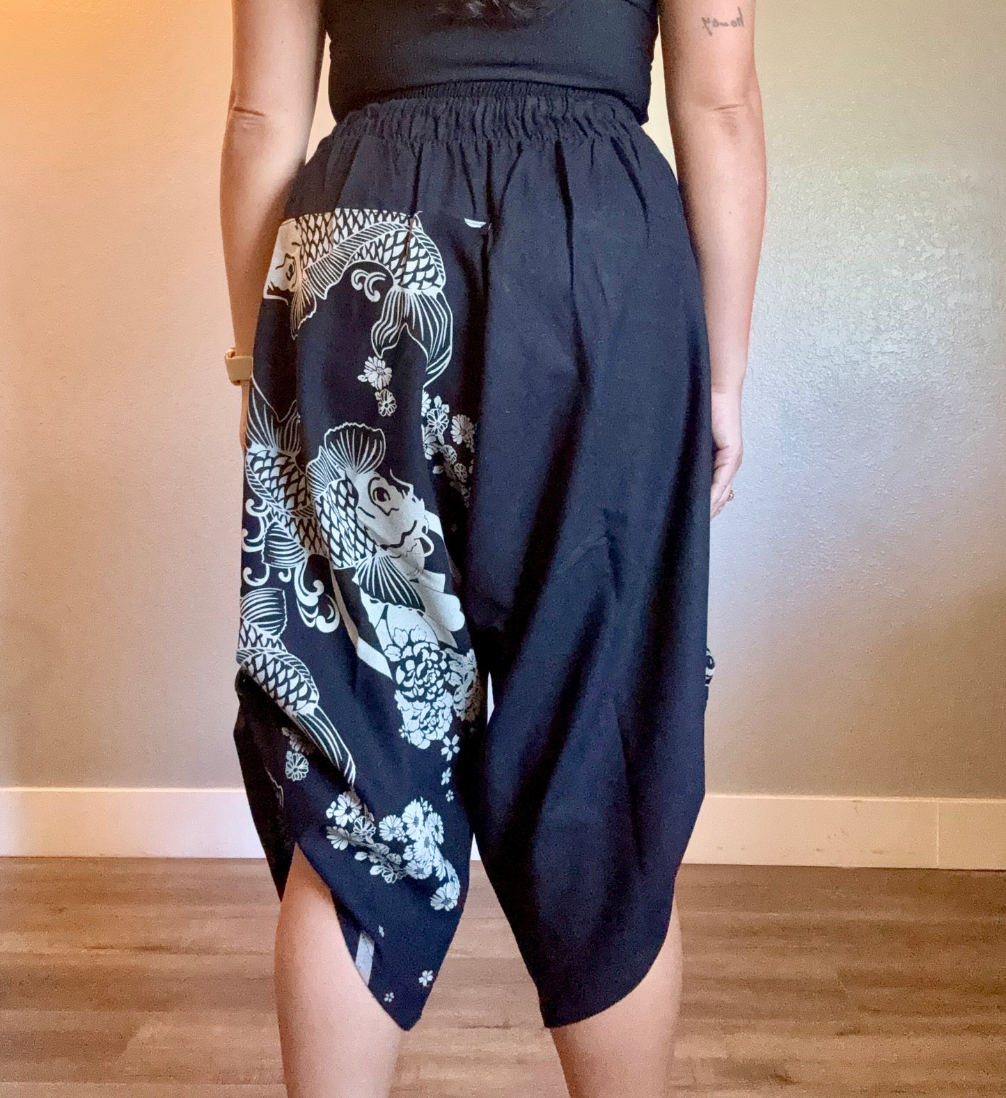 Unisex Cotton Shorts - Black Koi Fish