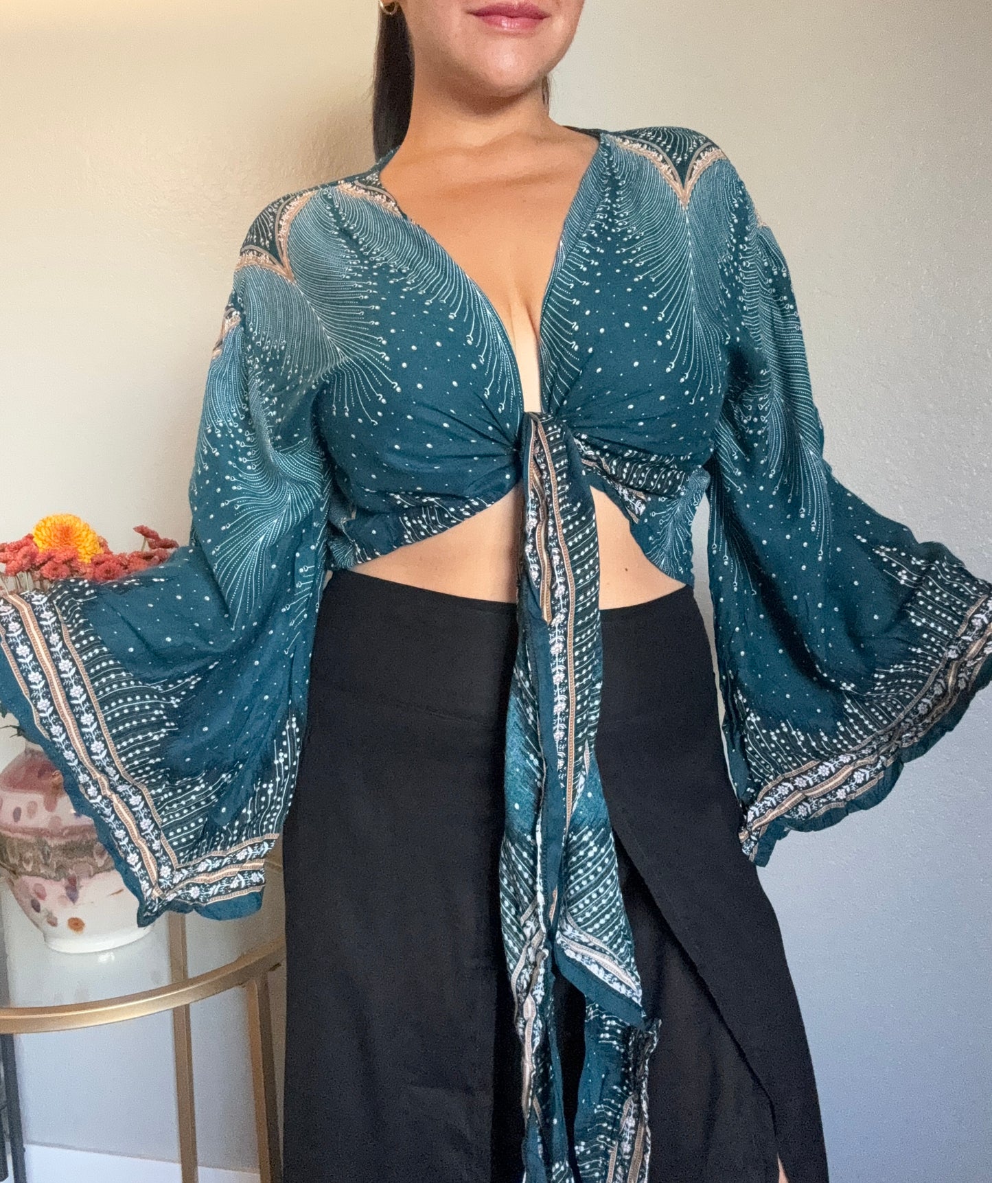 Teal Pleasant Wrap Around Top