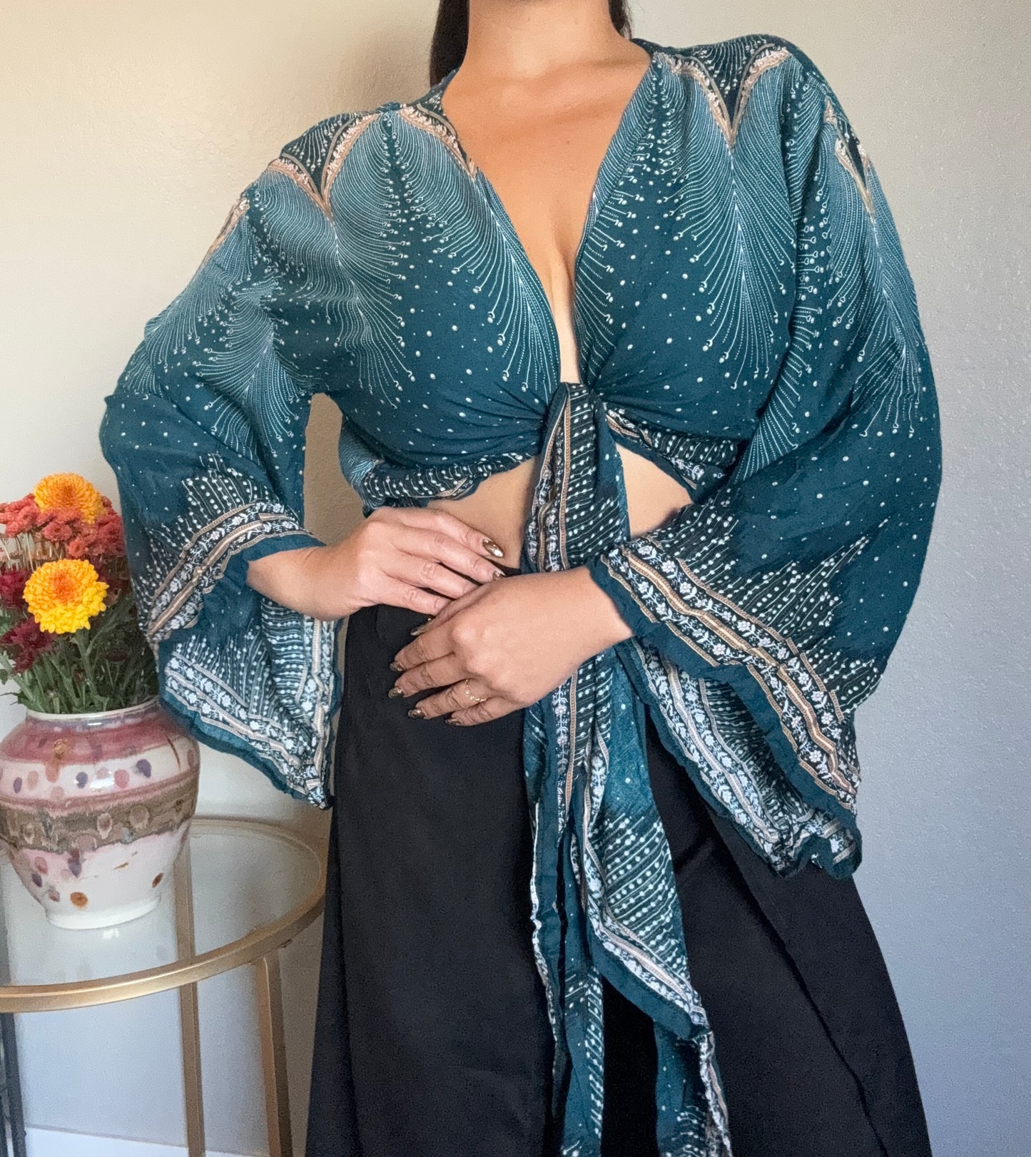 Teal Pleasant Wrap Around Top