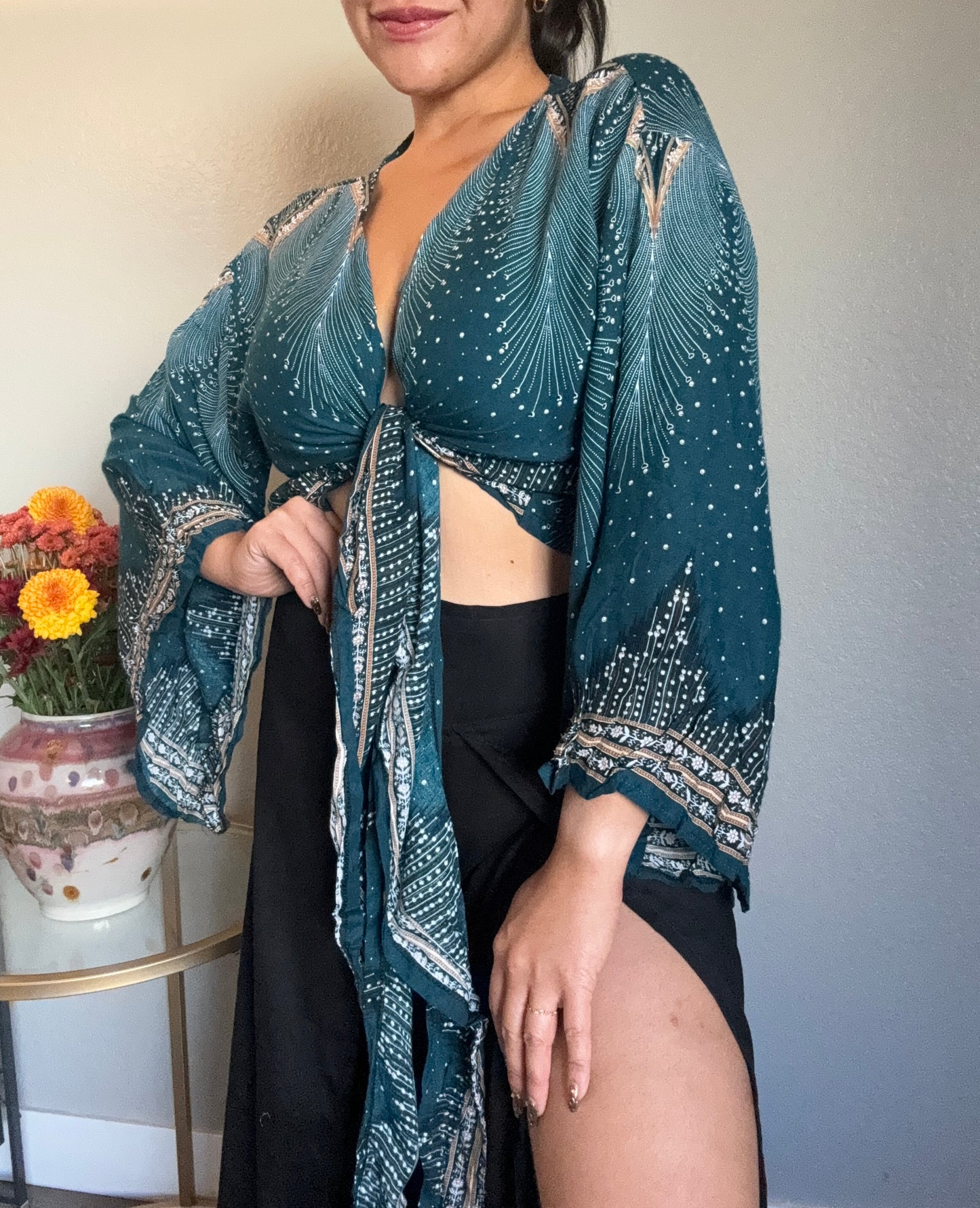 Teal Pleasant Wrap Around Top