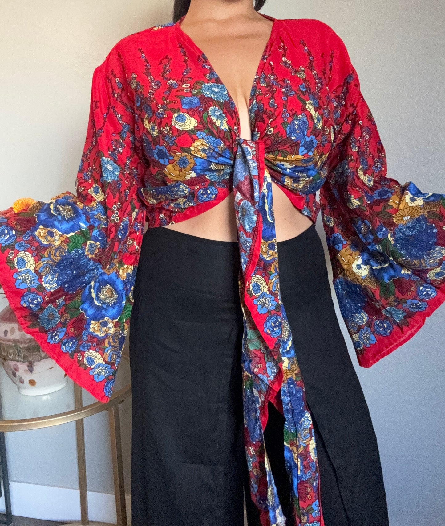 Red Merry Wrap Around Top