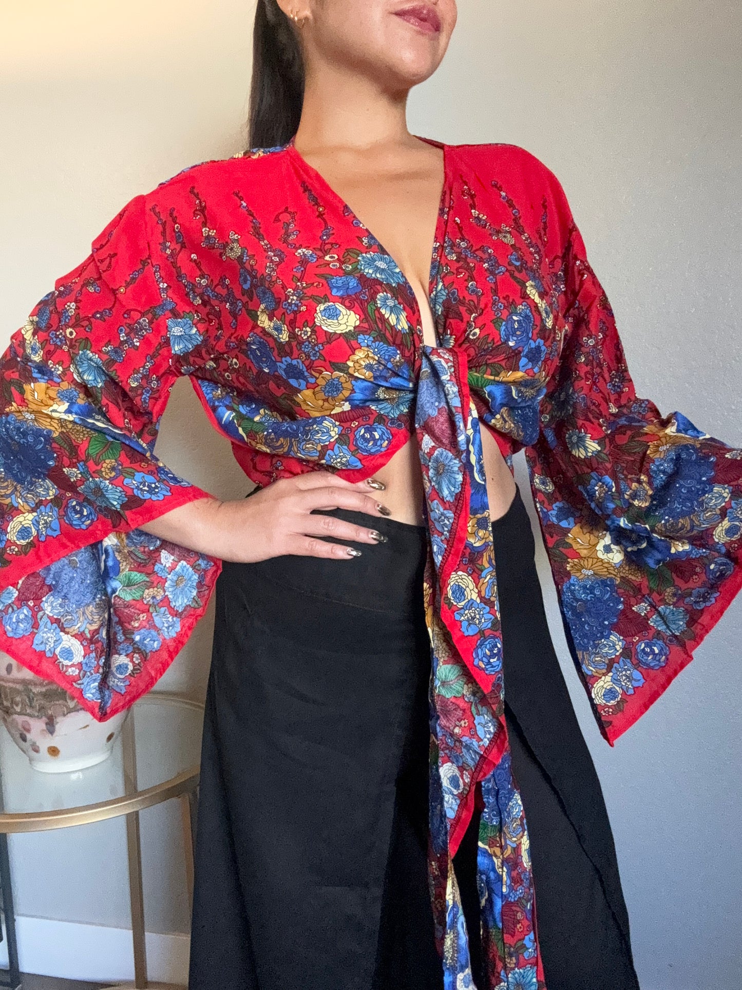 Red Merry Wrap Around Top