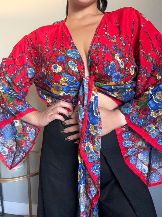 Red Merry Wrap Around Top