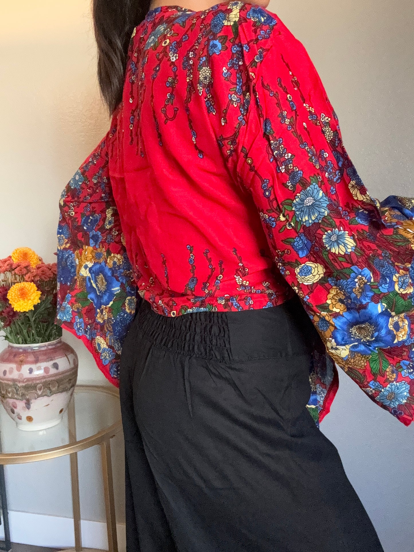 Red Merry Wrap Around Top