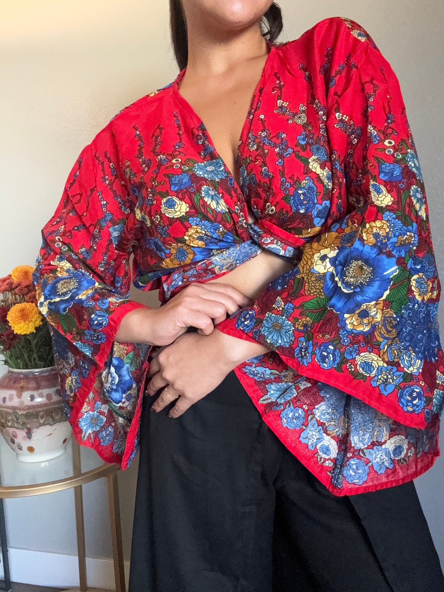 Red Merry Wrap Around Top
