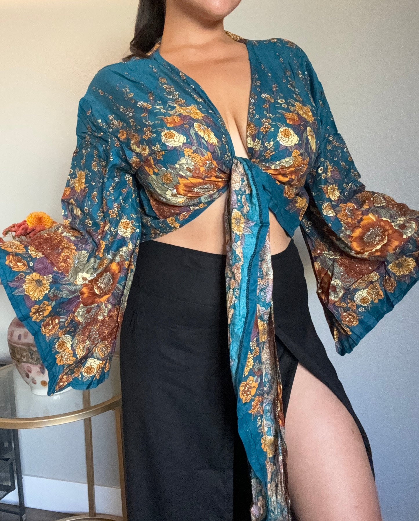 Teal Merry Wrap Around Top
