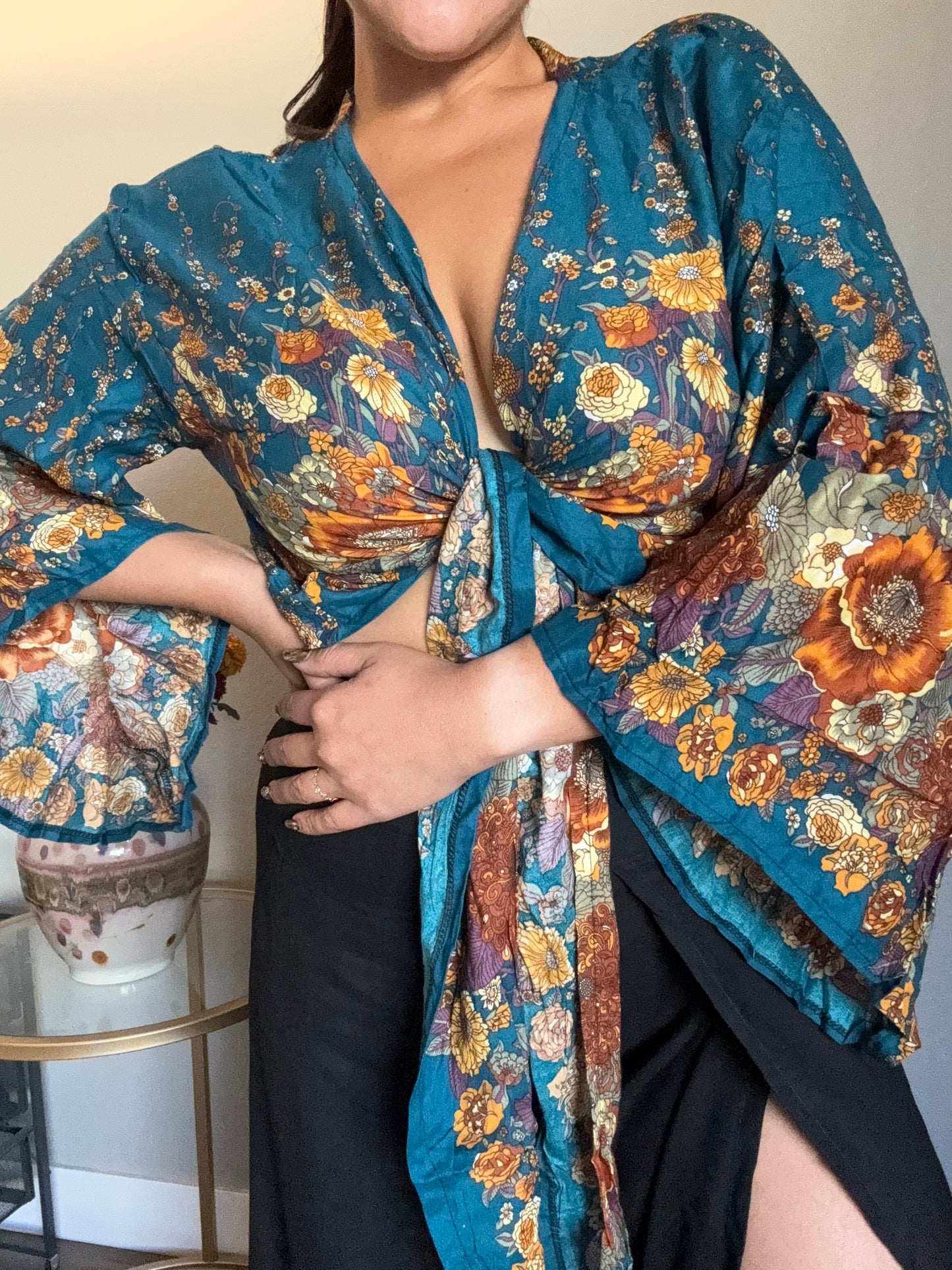 Teal Merry Wrap Around Top