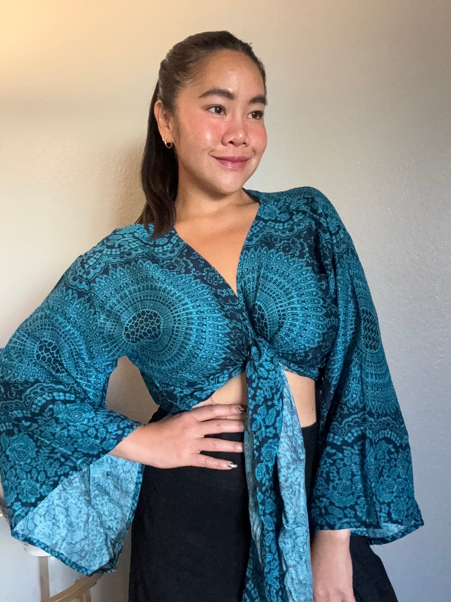 Blue Hearty Wrap Around Top