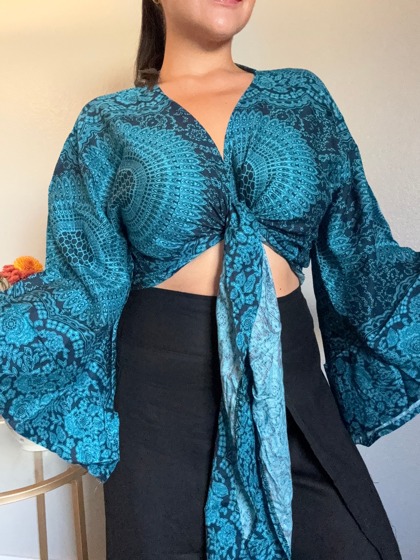 Blue Hearty Wrap Around Top
