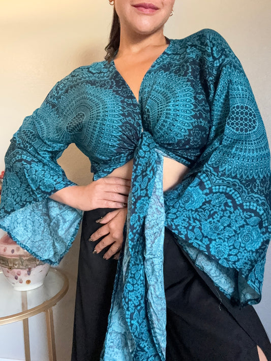 Blue Hearty Wrap Around Top