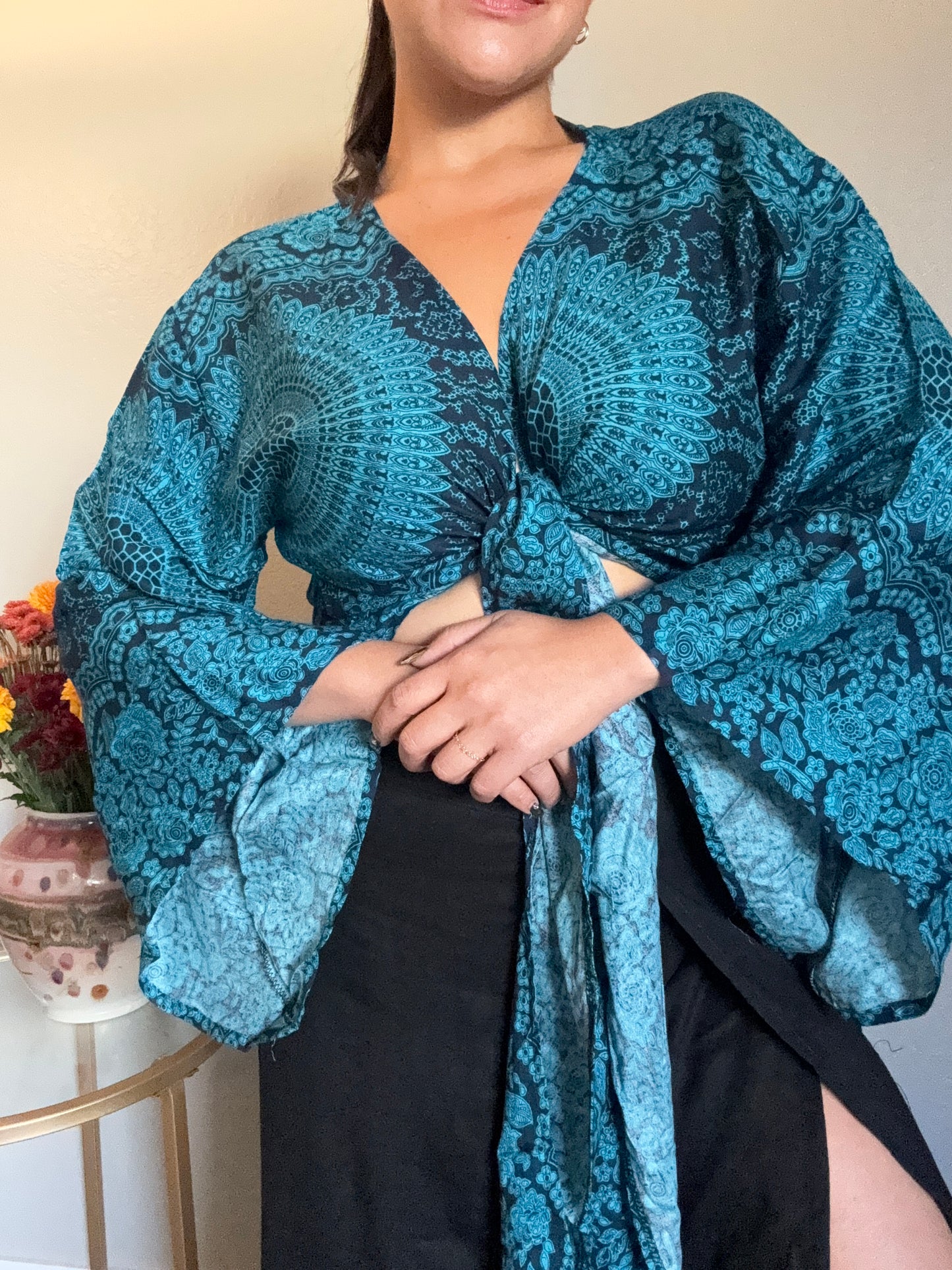 Blue Hearty Wrap Around Top