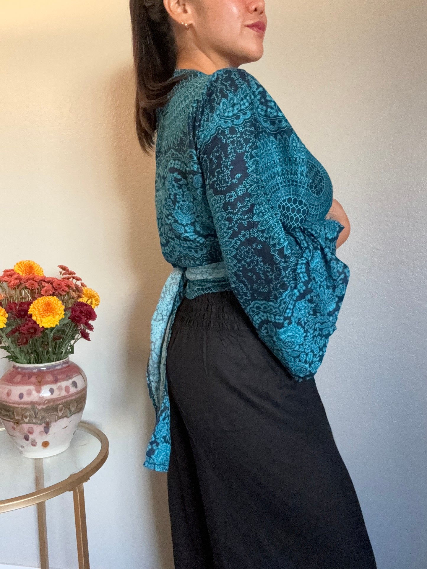 Blue Hearty Wrap Around Top