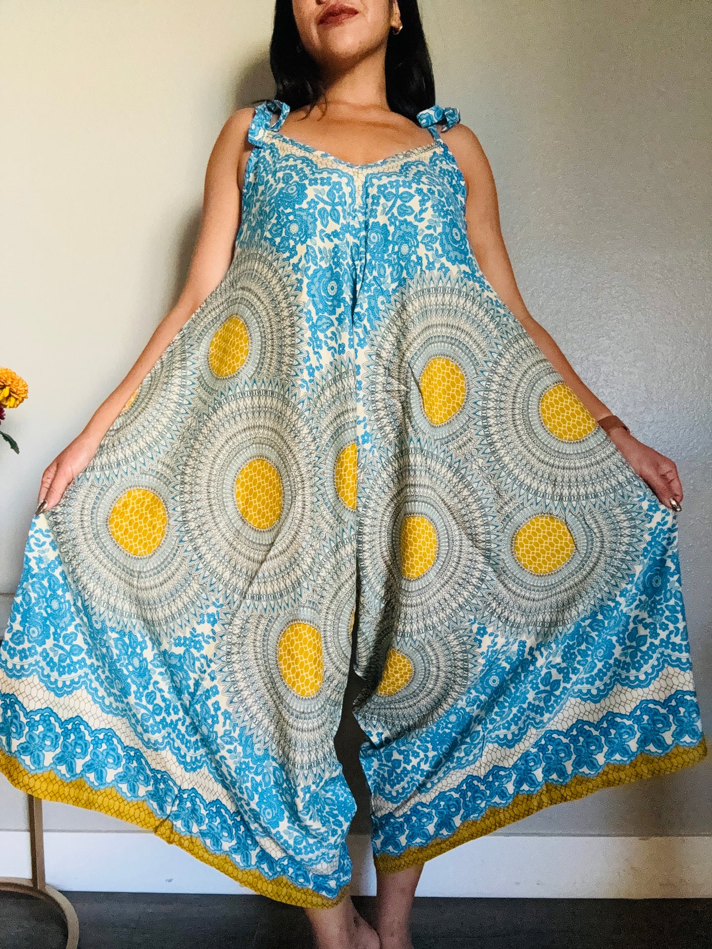 Blue Joy Romper with Pockets