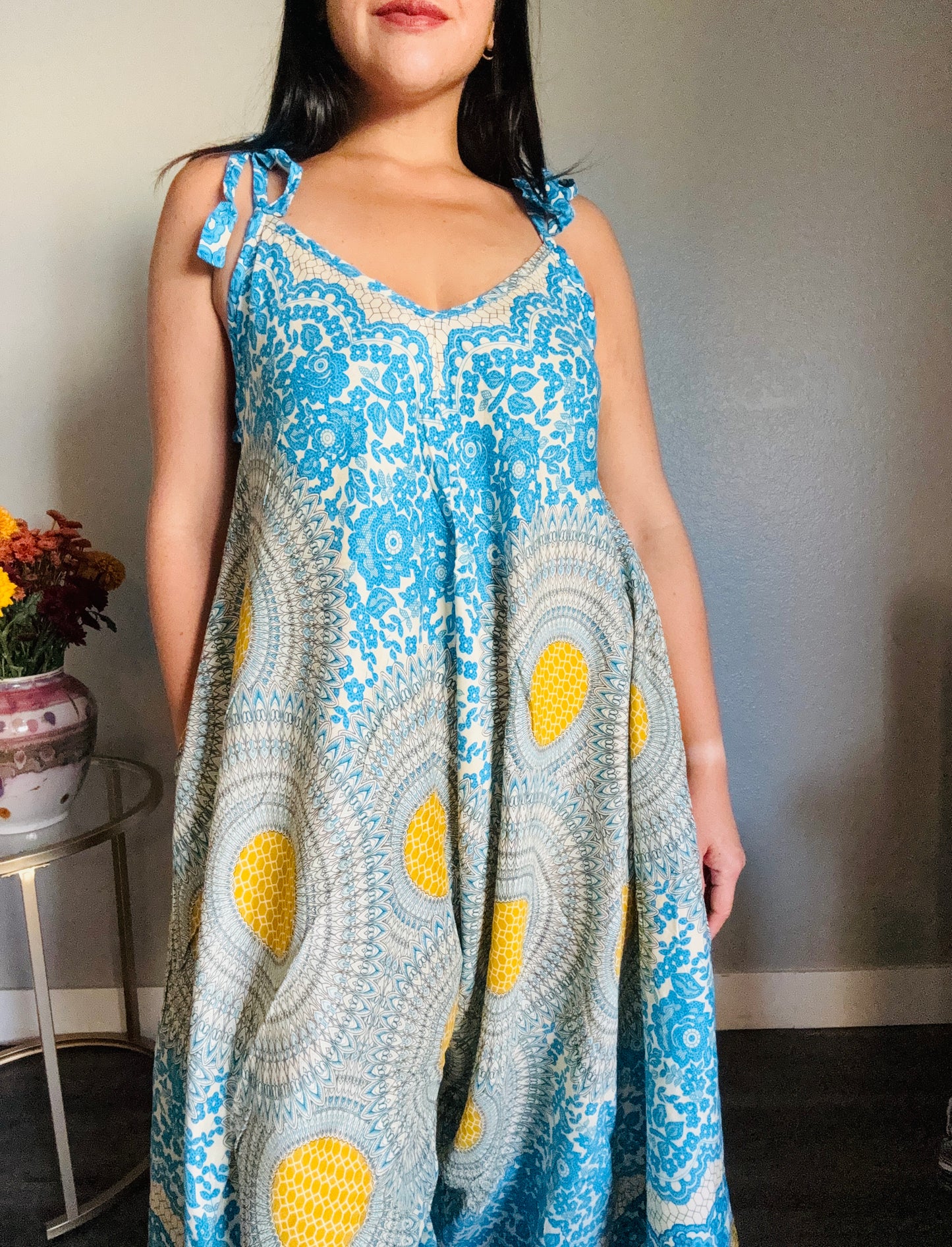 Blue Joy Romper with Pockets