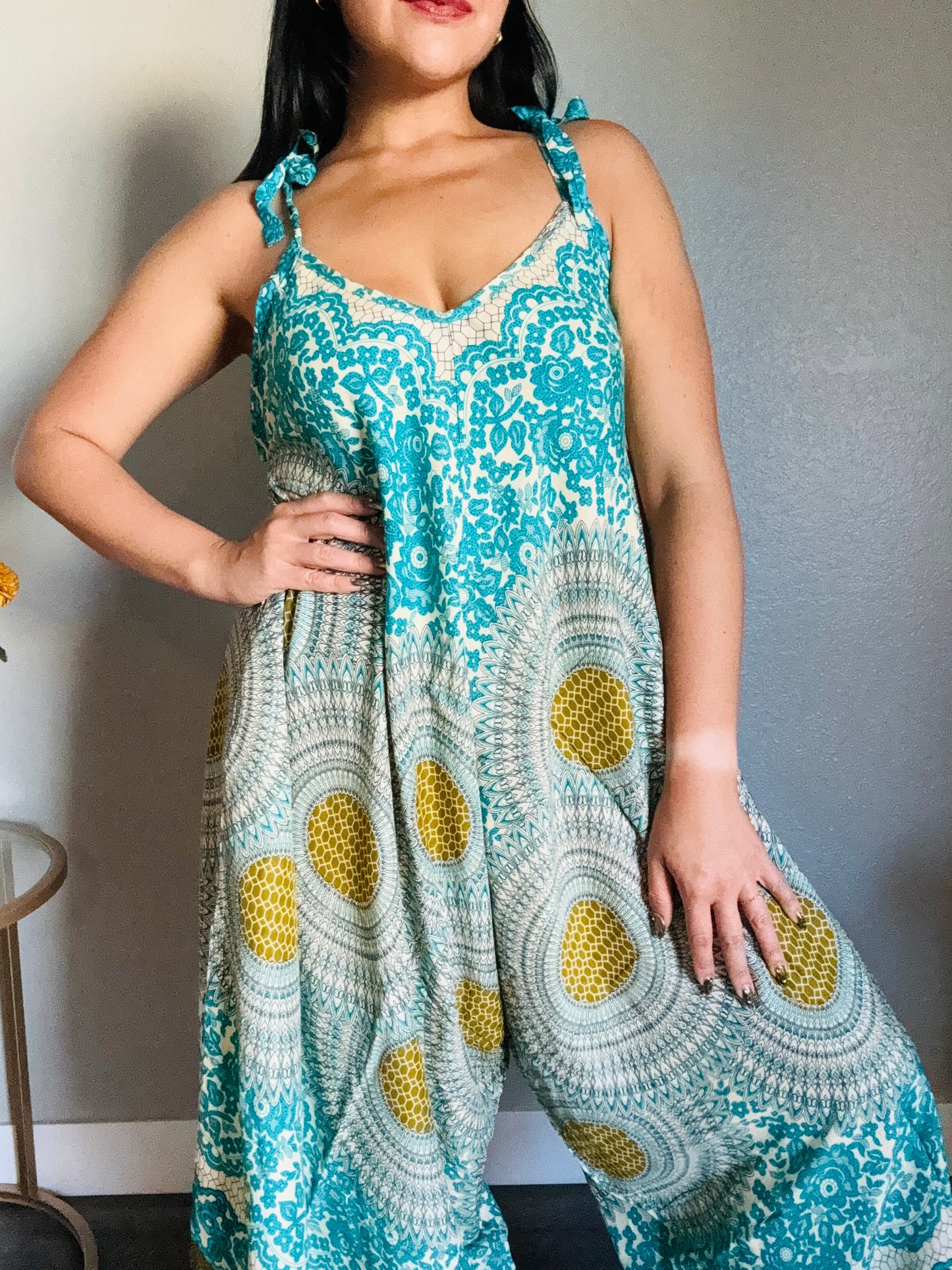 Mint Joy Romper with Pockets