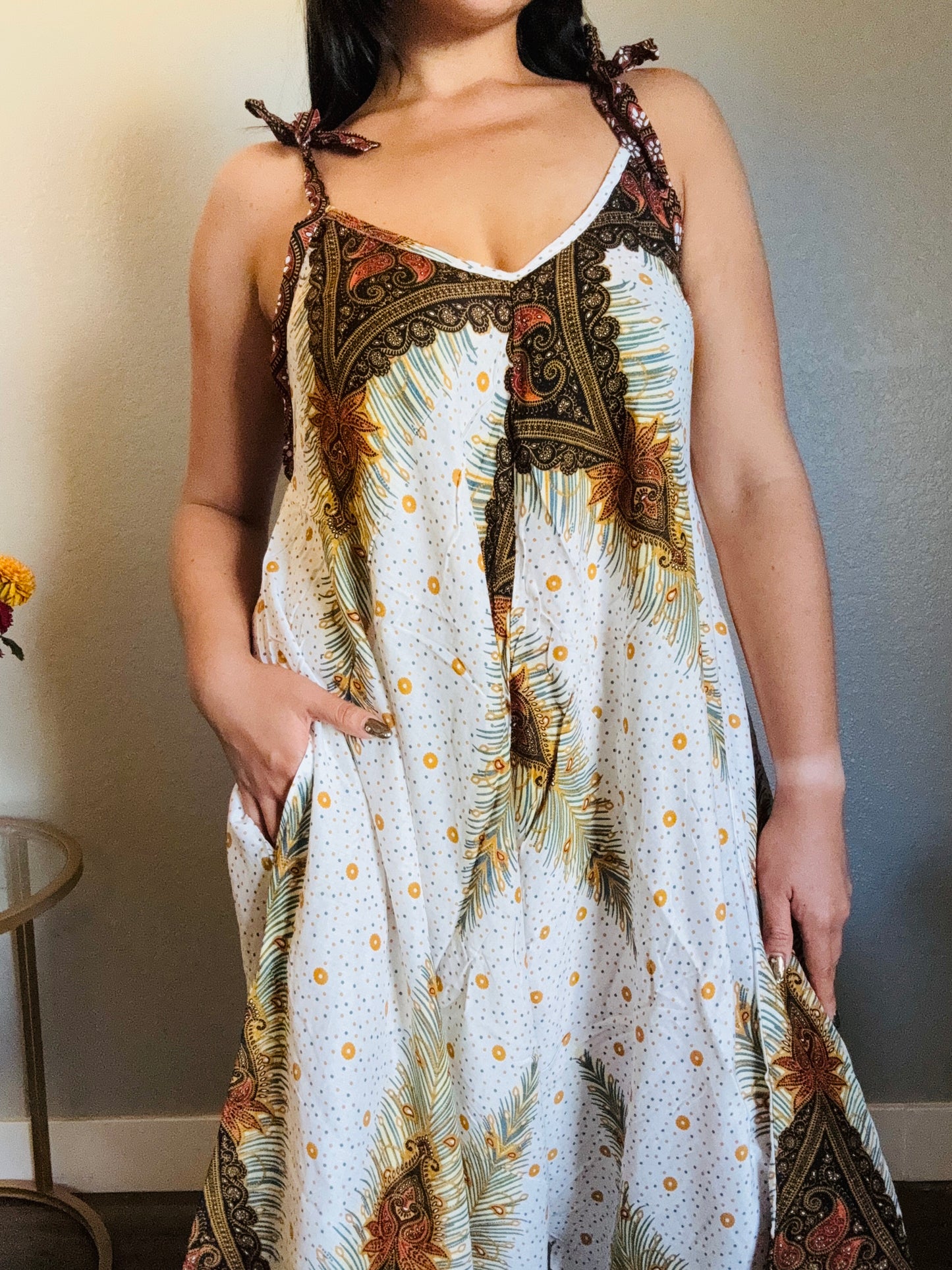 White Freedom Romper with Pockets