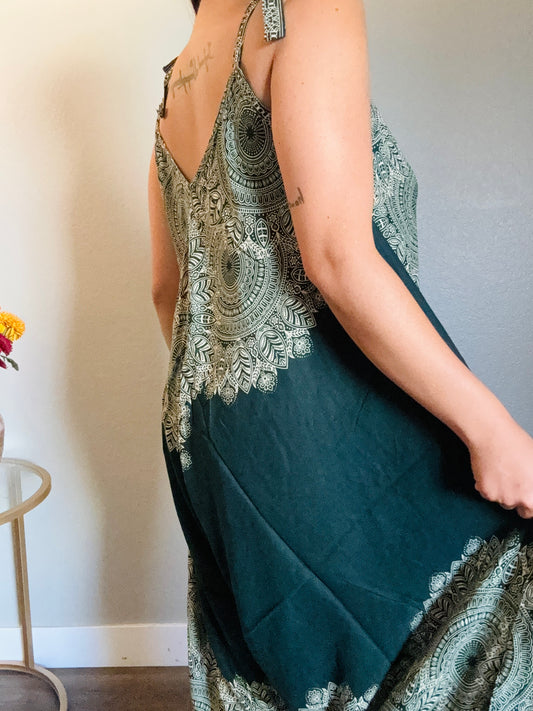 Dark Green Abundant Romper with Pockets