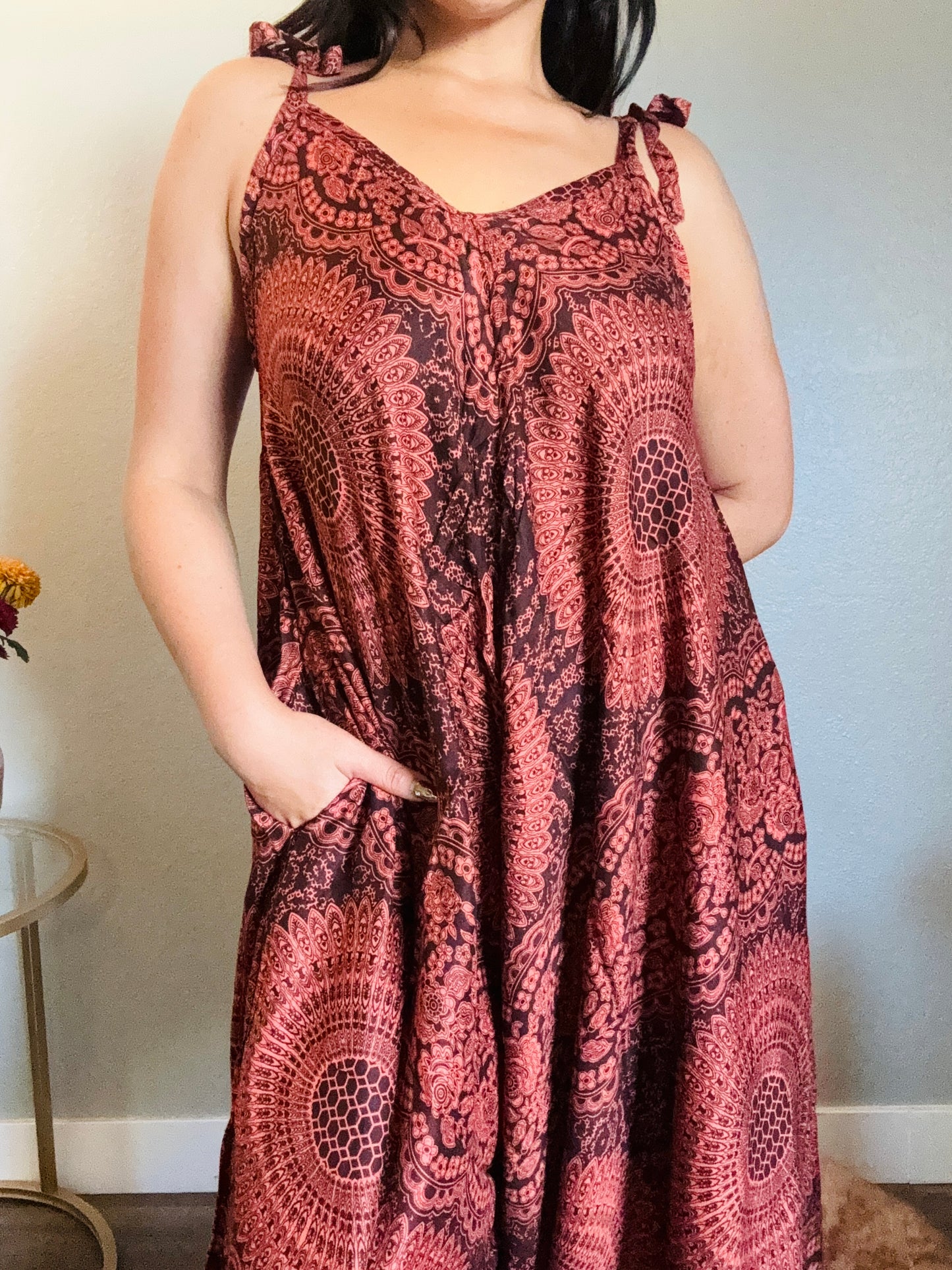 Brown Hearty Romper with Pockets