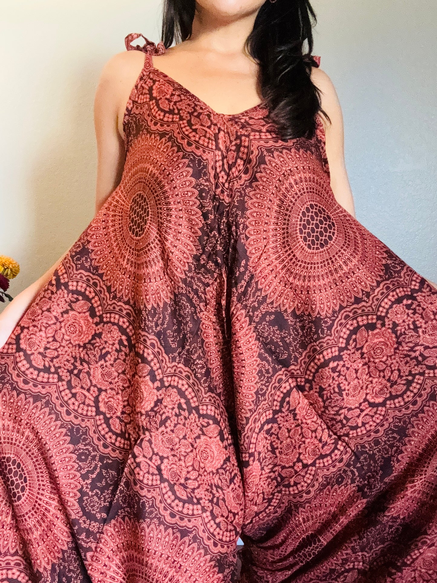 Brown Hearty Romper with Pockets