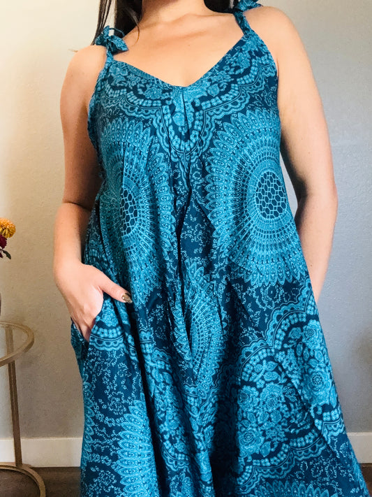 Blue Hearty Romper with Pockets