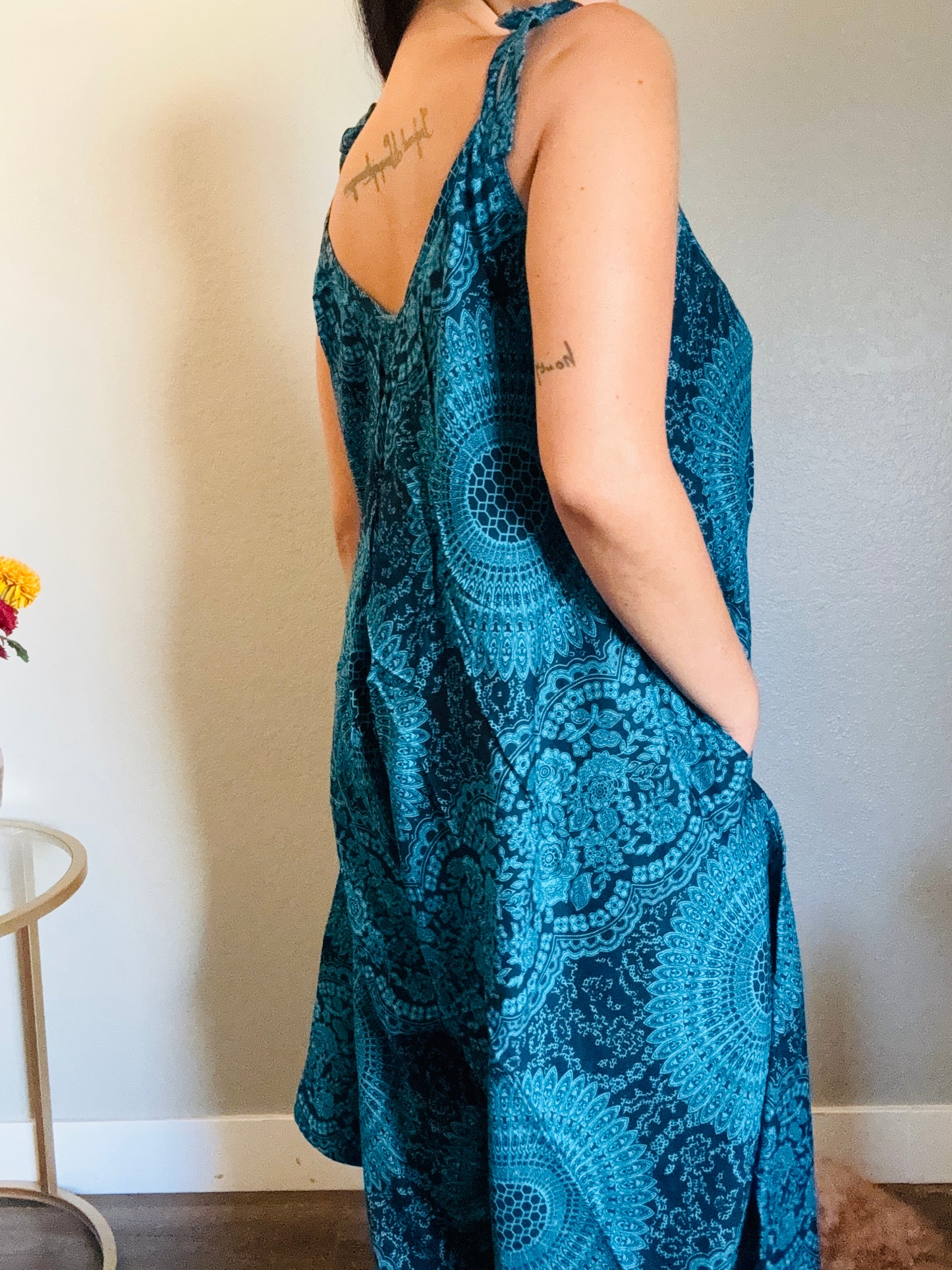 Blue Hearty Romper with Pockets