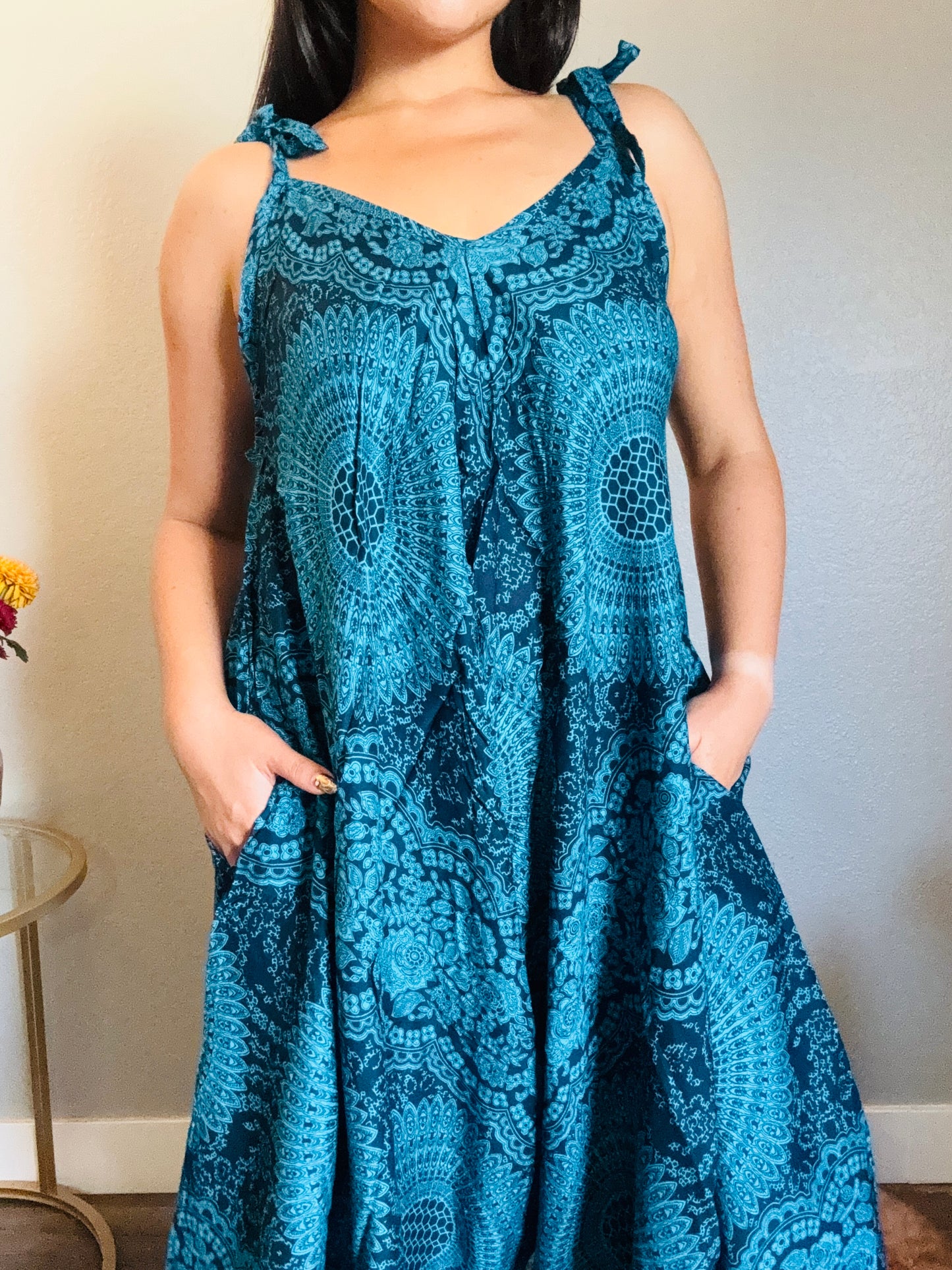 Blue Hearty Romper with Pockets