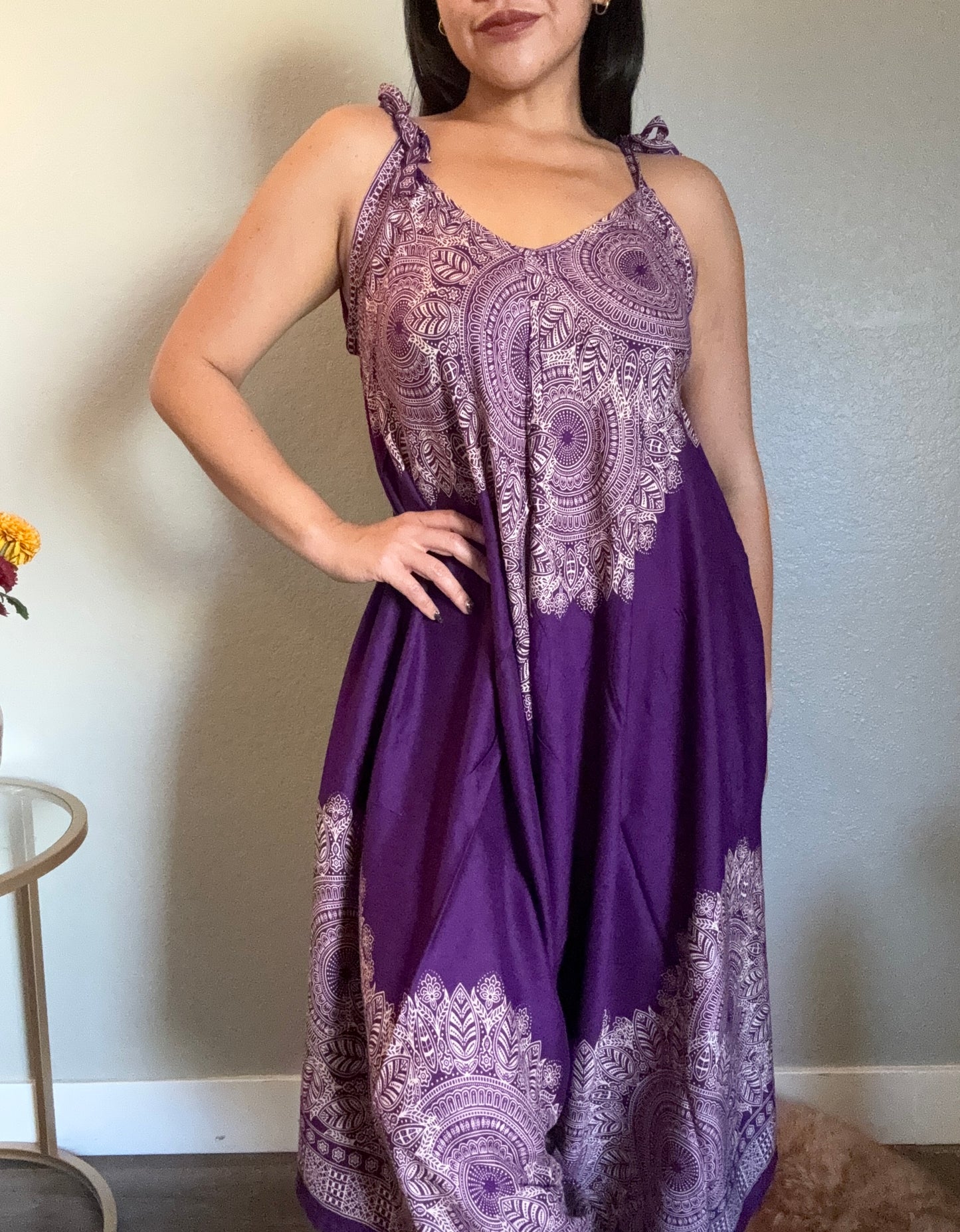 Purple Abundant Romper with Pockets