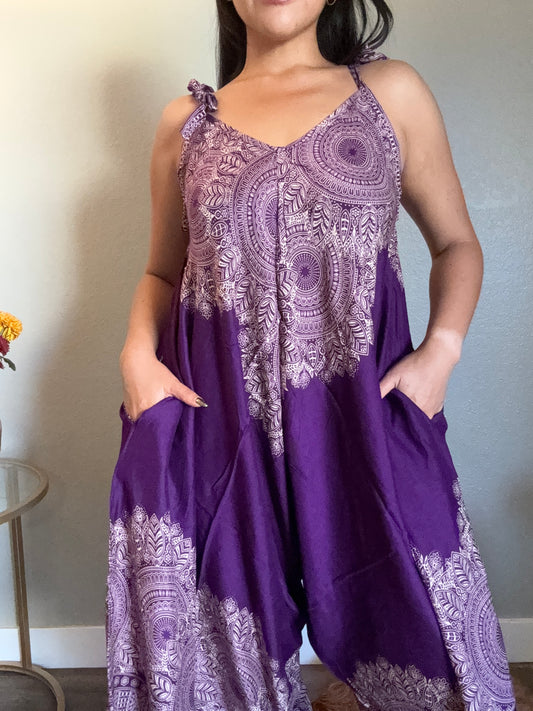 Purple Abundant Romper with Pockets