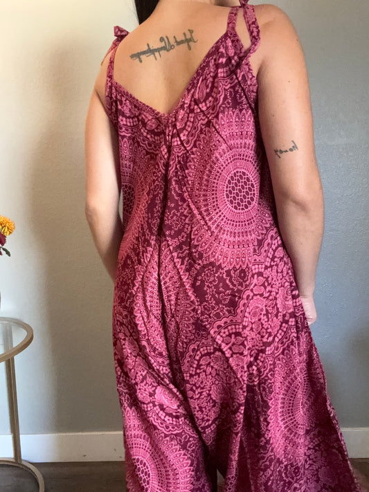 Maroon Pink Hearty Romper with Pockets