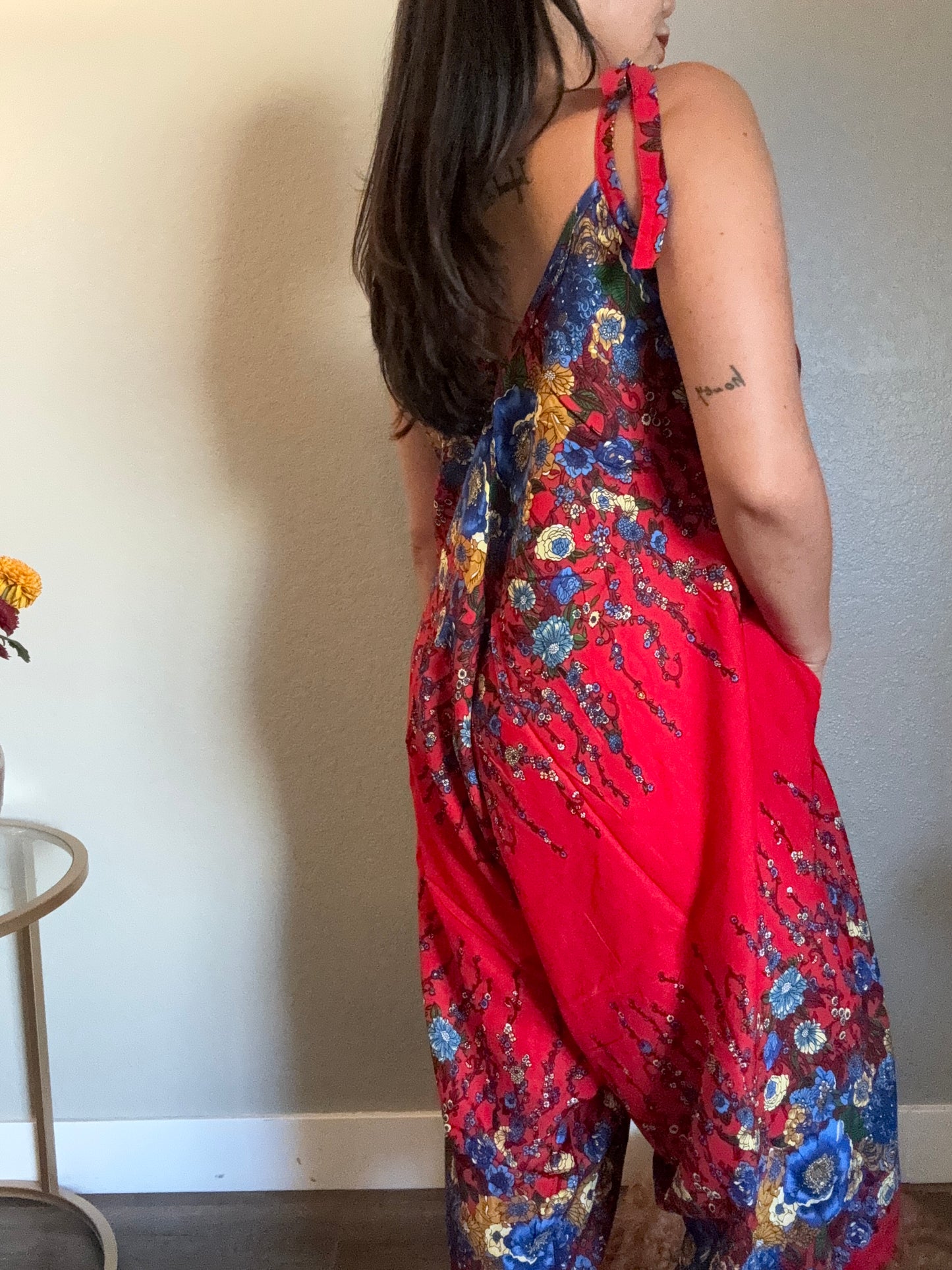 Red Merry Romper with Pockets