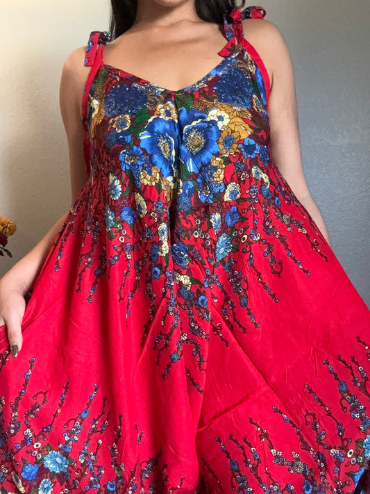 Red Merry Romper with Pockets