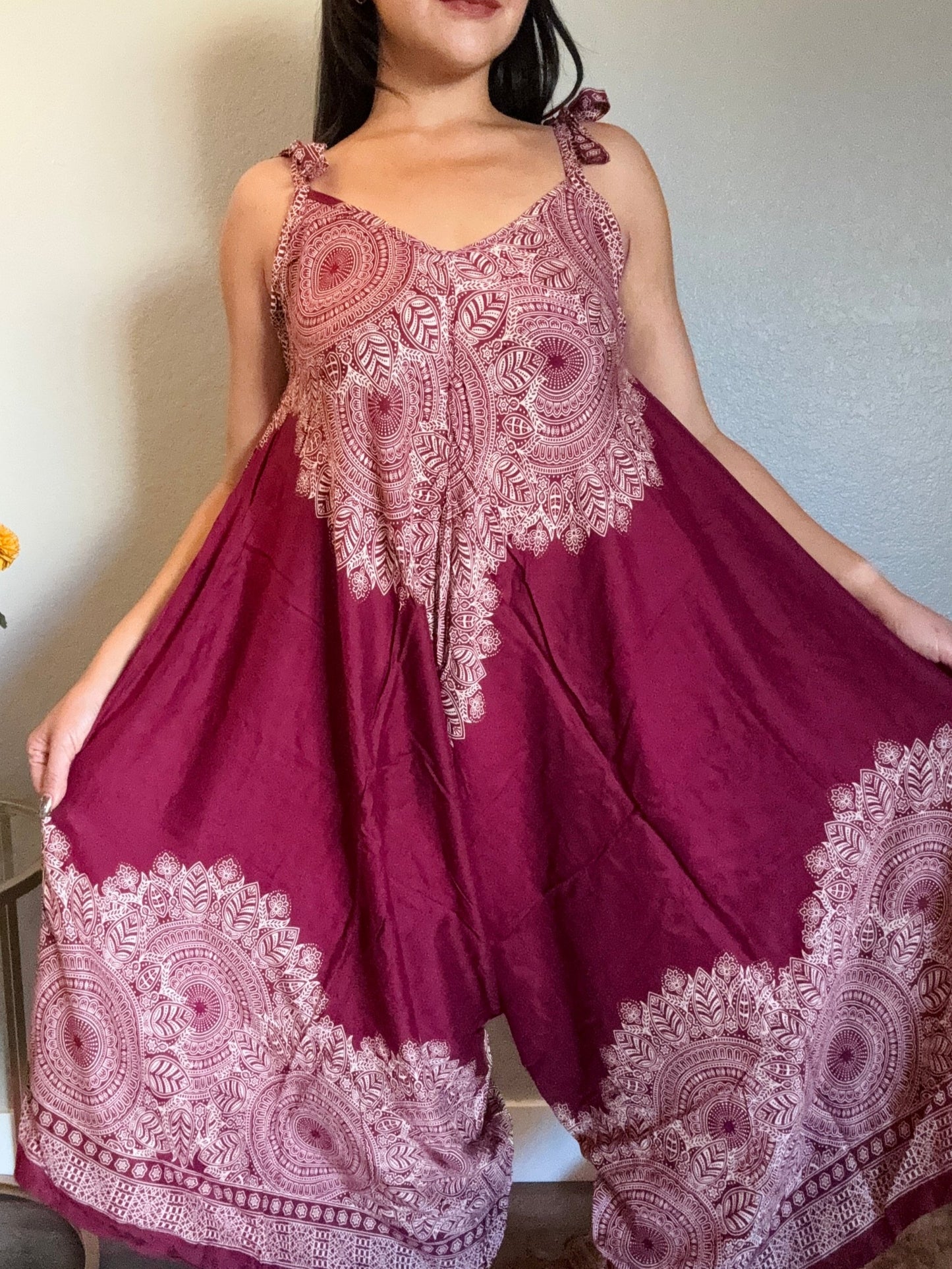 Maroon Abundant Romper with Pockets