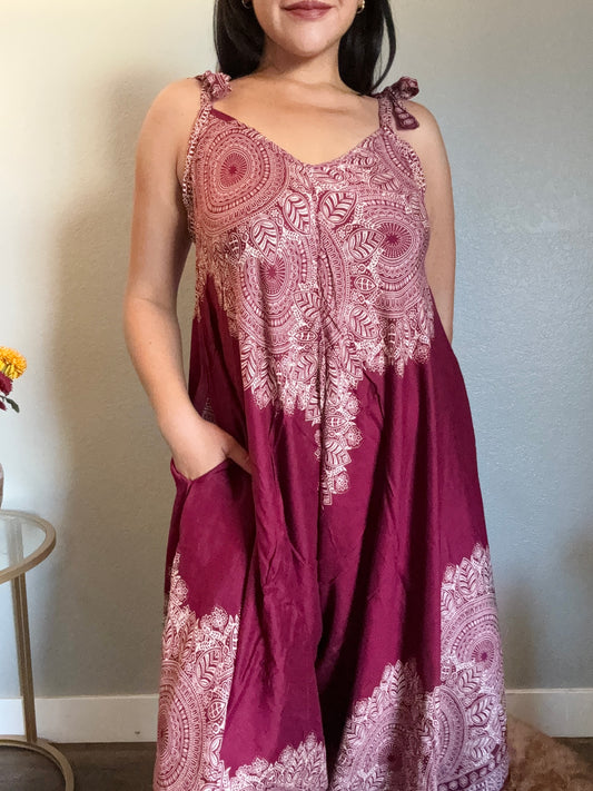 Maroon Abundant Romper with Pockets