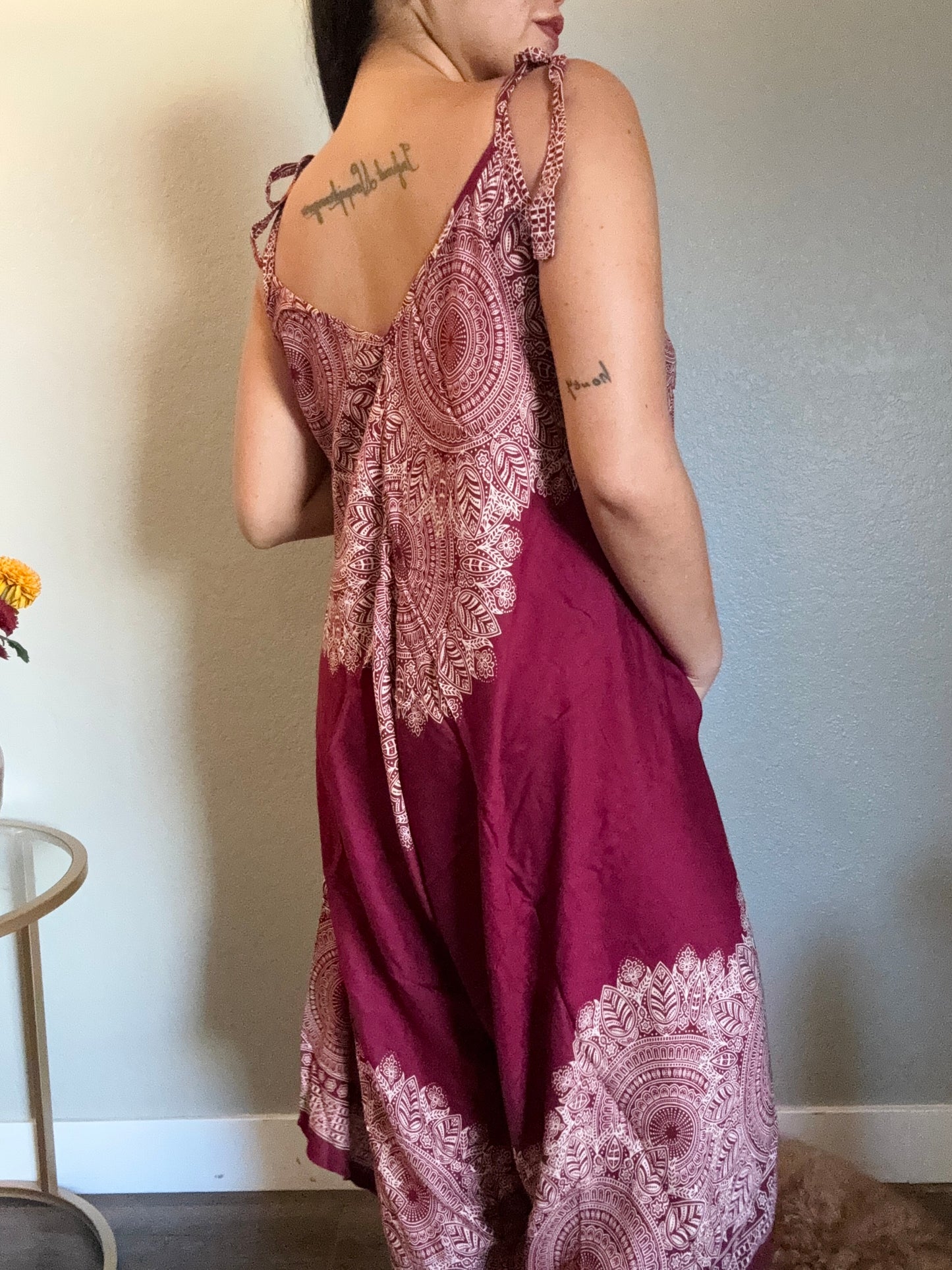 Maroon Abundant Romper with Pockets