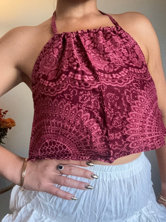 Maroon Pink Hearty Halter Top
