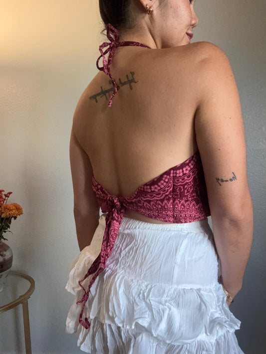 Maroon Pink Hearty Halter Top
