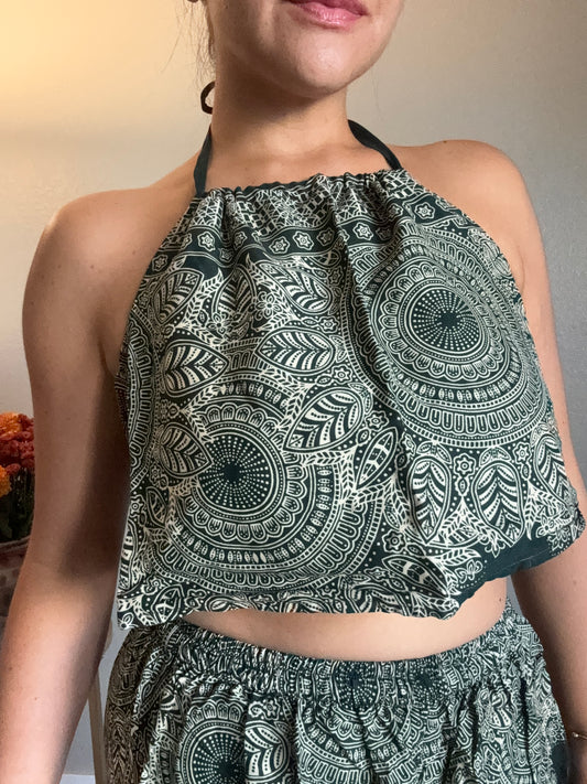 Dark Green Abundant Halter Top