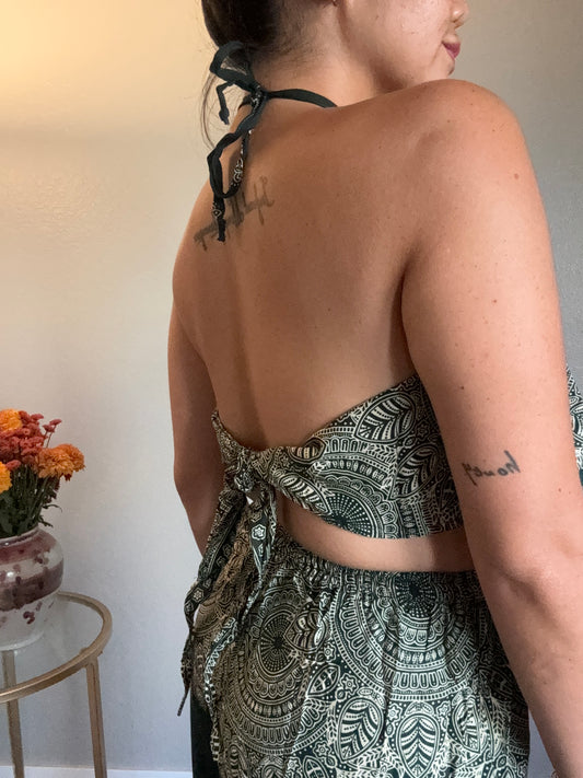 Dark Green Abundant Halter Top