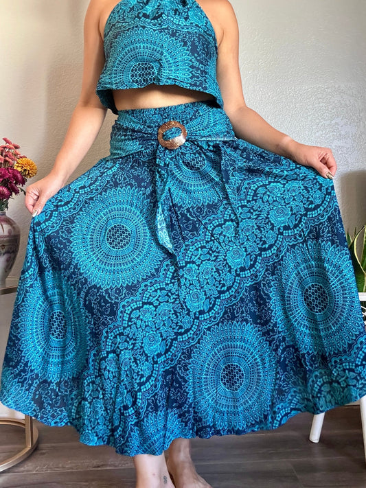 Blue Hearty Skirt / Dress with Coconut Shell