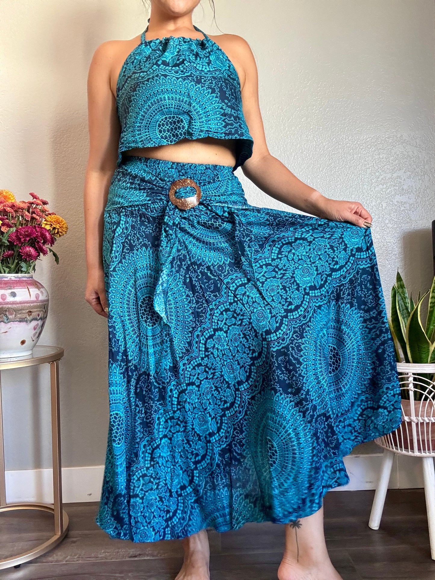 Blue Hearty Skirt / Dress with Coconut Shell