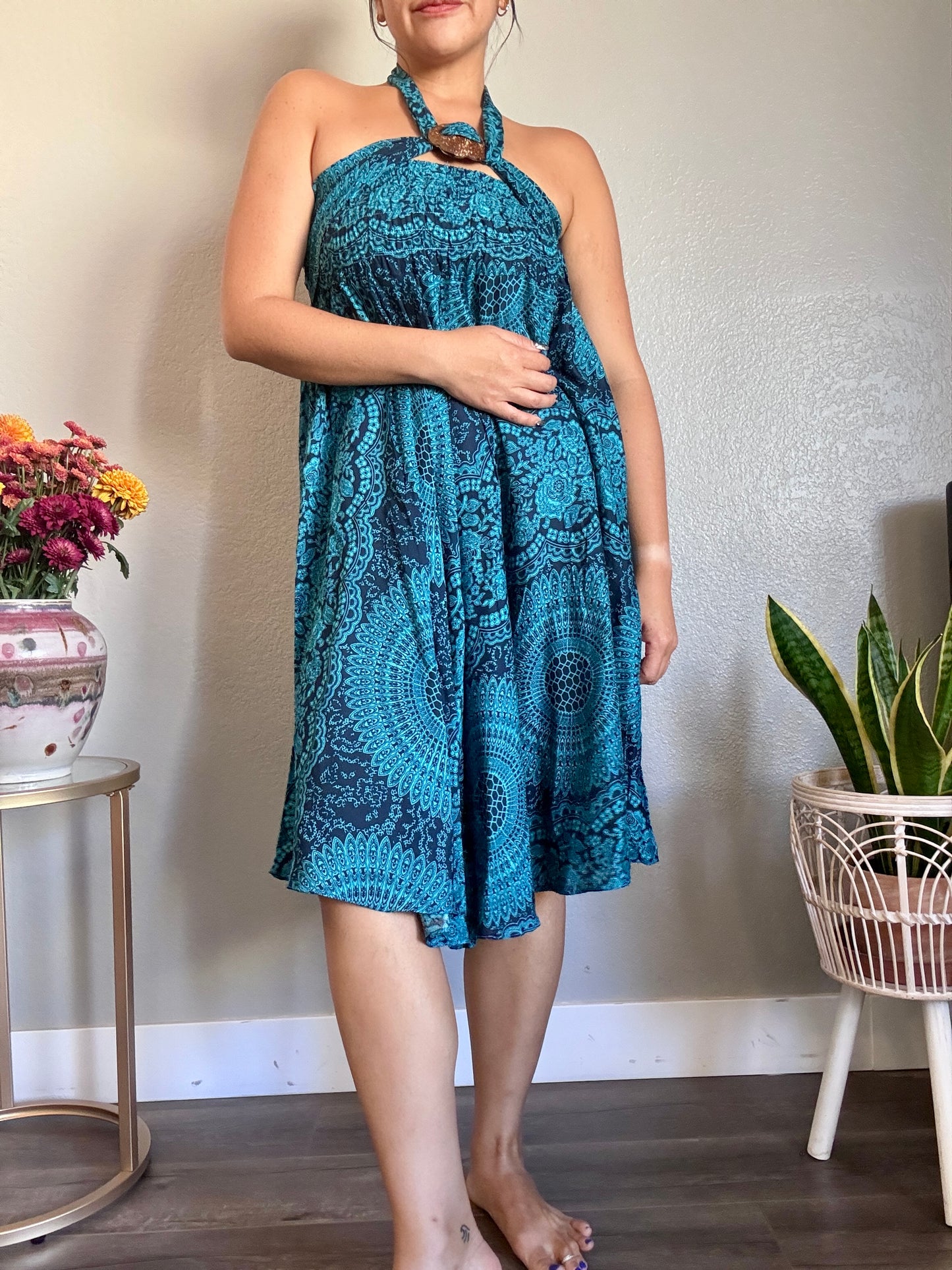 Blue Hearty Skirt / Dress with Coconut Shell