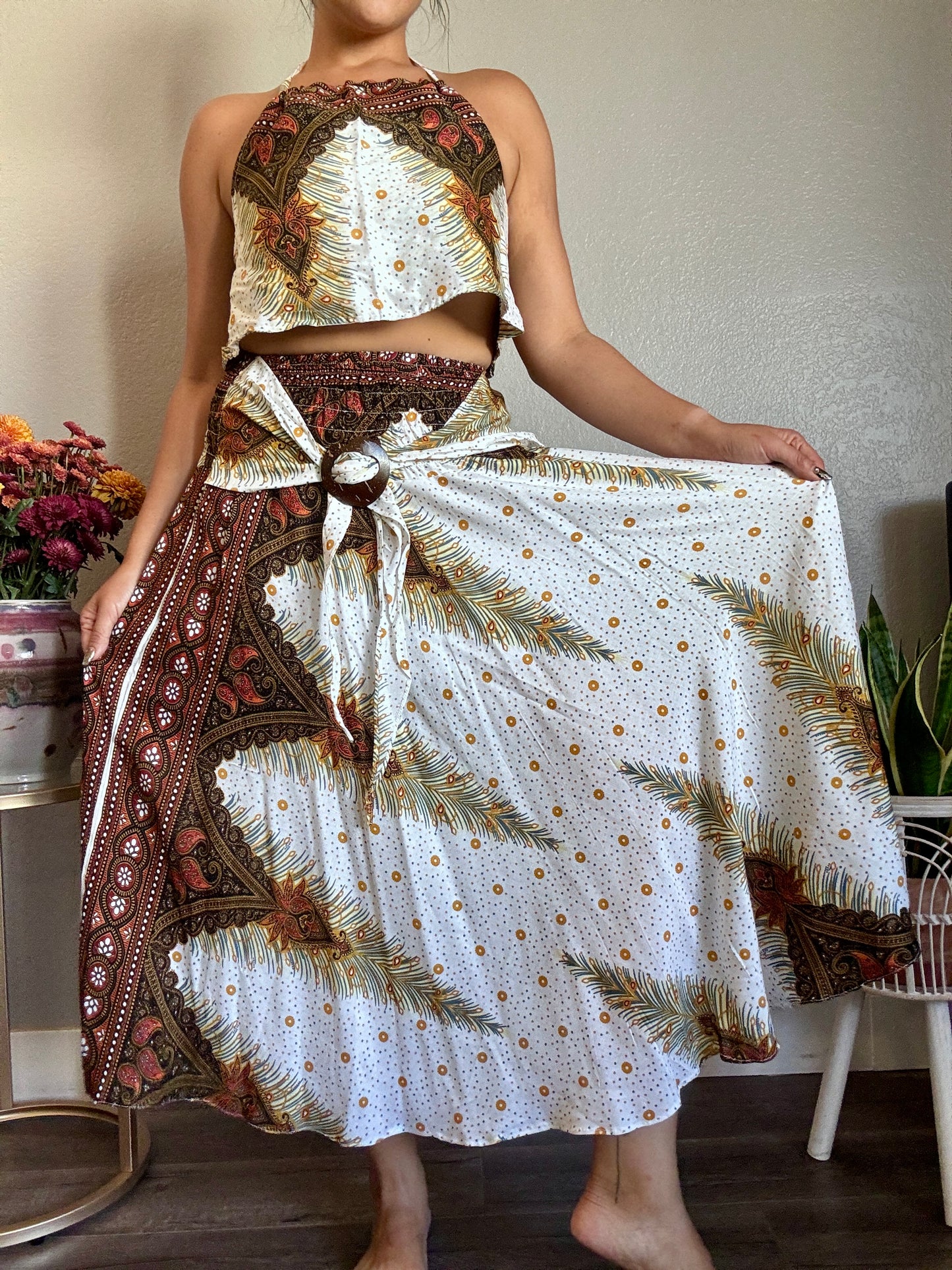 White Freedom Skirt / Dress with Coconut Shell